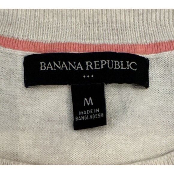 Banana Republic Lightweight Sweater Medium Cotton blend Crewneck cream Knit - Picture 7 of 8